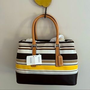 Coach Striped Canvas satchel